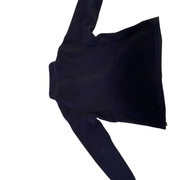 L.L.Bean Navy Blue Fleece Jacket with Leather Trim Full Zip Outdoor Casual Coat - Picture 5 of 8